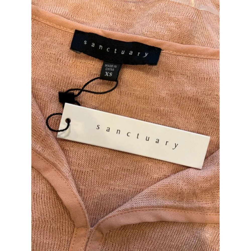 Sanctuary NWT Split Neck Top in Peach Size XS - Picture 5 of 6